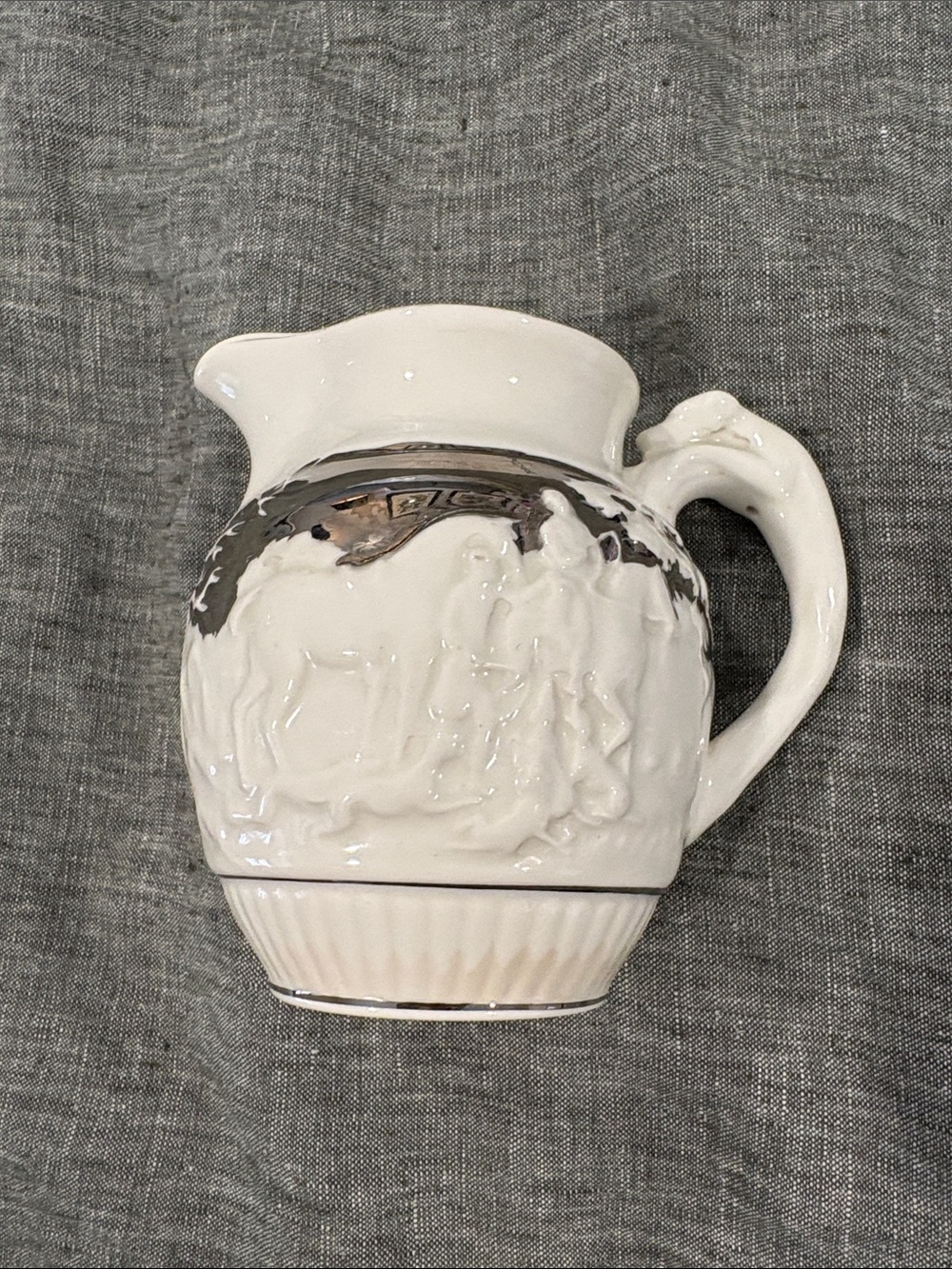 Vintage Wedgwood creamer, white with silver, Wedgwood of Etruria & Barlaston